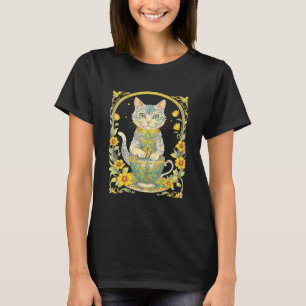 Elegante Feline Tea Time T-shirt