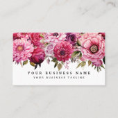 Elegante felroze bloemen Visitekaartjes (Voorkant)