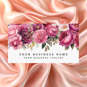 Elegante felroze bloemen Visitekaartjes