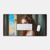 Élégante femme de la Renaissance en robe verte (Clavier et souris)