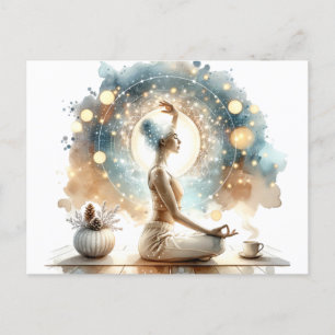 Elégante femme en yoga pose carte postale