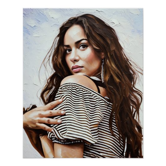 Élégante femme Poster dans le haut rayé (Devant)