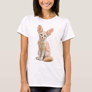 Elegante Fennec Vos Bloemblaadjes Illustratie Vrou T-shirt