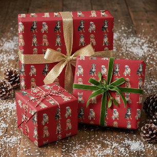 Elegante Festieve Rode Hond Puppy Kerstmis Cadeaupapier