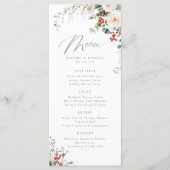 Elegante Festive Bloemige Winter Huwelijk Menu (Voorkant)