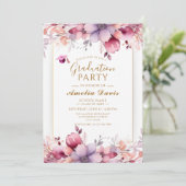 Élégante fête de graduation florale Invitation (Debout devant)