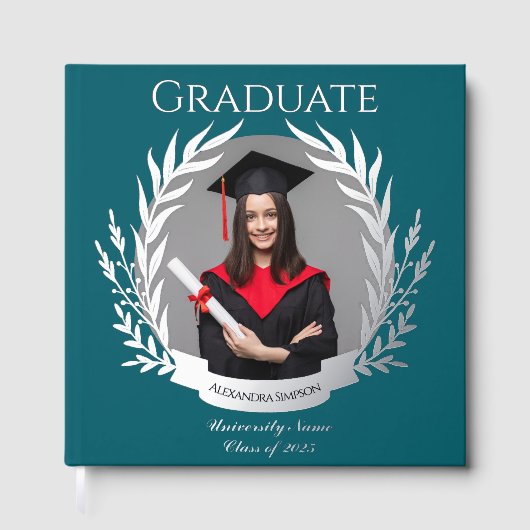 Élégante fête de graduation photo Dark Cyan & Silv (Recto)