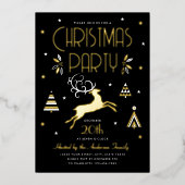 Élégante fête de Noël Black Gold Foil Invitation (Recto)