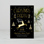 Élégante fête de Noël Black Gold Foil Invitation (Debout devant)