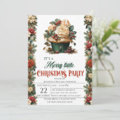 Elégante fête de Noël florale Invitation (Debout devant)