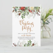 Elégante fête de Noël florale Invitation (Debout devant)