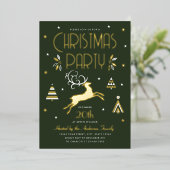 Élégante fête de Noël Green Gold Foil Invitation (Debout devant)