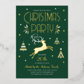 Élégante fête de Noël Green Gold Foil Invitation (Recto)