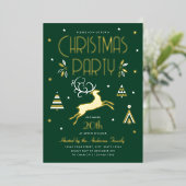 Élégante fête de Noël Green Gold Foil Invitation (Debout devant)