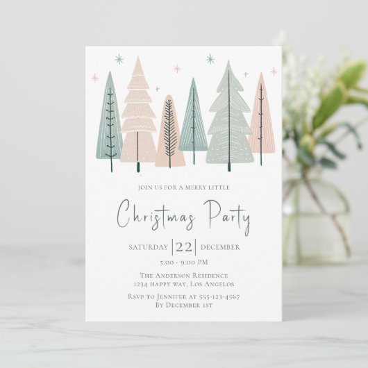 Élégante fête de Noël moderne Invitation (Debout devant)