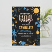 Élégante fête de piscine Anniversaire Invitation (Debout devant)
