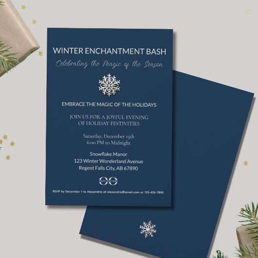 Élégante Fête des Fêtes de Snowflake Invitation