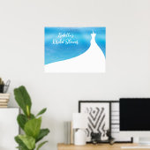 Elégante Fête des mariées Poster bleu aquarelle (Bureau à domicile)