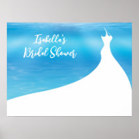 Elégante Fête des mariées Poster bleu aquarelle