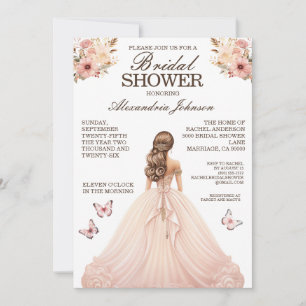 Elégante Fête des mariées rose Fancy Invitations d