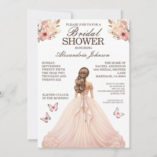 Elégante Fête des mariées rose Fancy Invitations d (Devant)