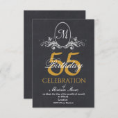 Élégante fête du 55e anniversaire Invitation textu (Devant / Derrière)