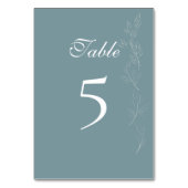 Élégante feuille bleu clair Carte Numéro de tablea (Dos)