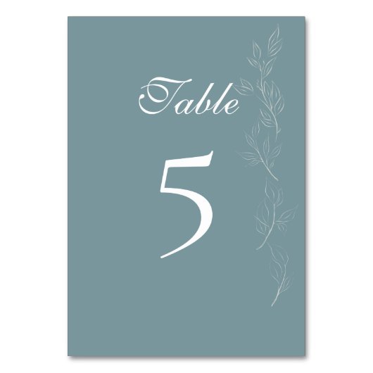 Élégante feuille bleu clair Carte Numéro de tablea (Par défaut)