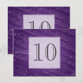 Élégante feuille de numéro de table Musique violet (Devant / Derrière)