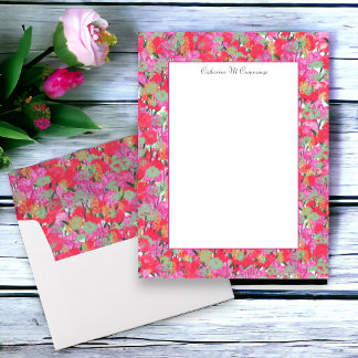 Élégante feuille de papier personnalisée rouge ros