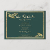 Elégante feuille d'or verte de forêt Détails Carte (Devant)