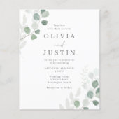 Elégante Feuille Verte Sur Une Faire-part de maria (Devant)