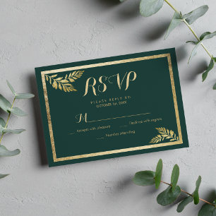 Élégante feuille verte verte d'or de la forêt RSVP