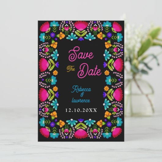 Elegante fiesta bruiloft save the date (Staand voorkant)