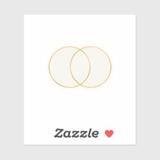 Elegante fijne lijn gouden cirkels huwelijksjabloo sticker