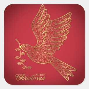 Elegante filigraan duif vierkante sticker