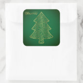 Elegante filigraan kerstboom vierkante sticker (Tas)