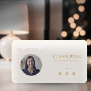 Élégante fille Instagram Carte de visite blanc ivo