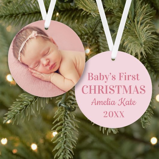 Élégante fille rose bébé première photo de Noël
