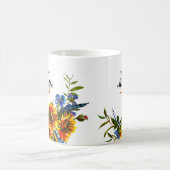 Élégante fille Sunflower Jaune Nom Monogramme Mug (Centre)