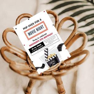 Elegante Film Nacht Verjaardagsfeestuitnodiging Kaart