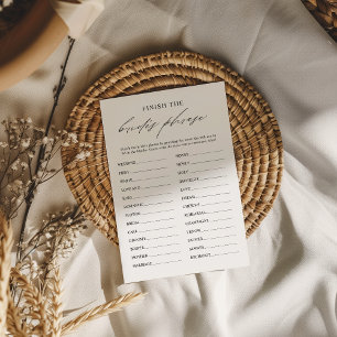 Élégante finit la phrase de la mariée carte de jeu