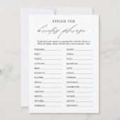 Élégante finit la phrase de la mariée carte de jeu (Devant)