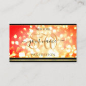 Elegante Fire Gold Sparkle Glitter Initialen Zwart Visitekaartje (Voorkant)