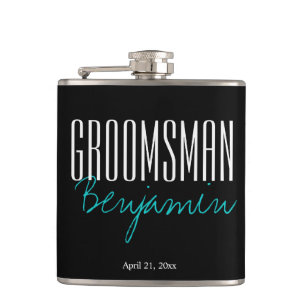 Elégante flacon noir GROOMSMAN personnalisé