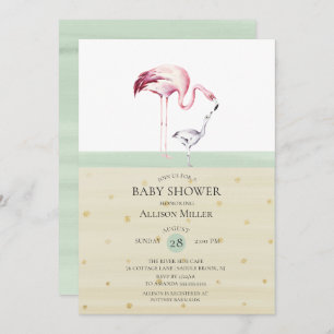 Elegante Flamingo Baby shower Invitation Kaart