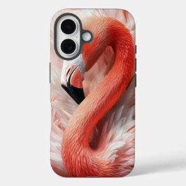 Elegante Flamingo Feather telefoonhoes iPhone 16 Hoesje