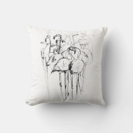 Elegante Flamingo Flock Sketch Kussen