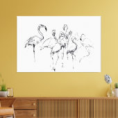 Elegante Flamingo Flock Sketch - Premium Canvas Afdruk (Insitu (Woonkamer))