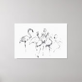 Elegante Flamingo Flock Sketch - Premium Canvas Afdruk (Voorkant)